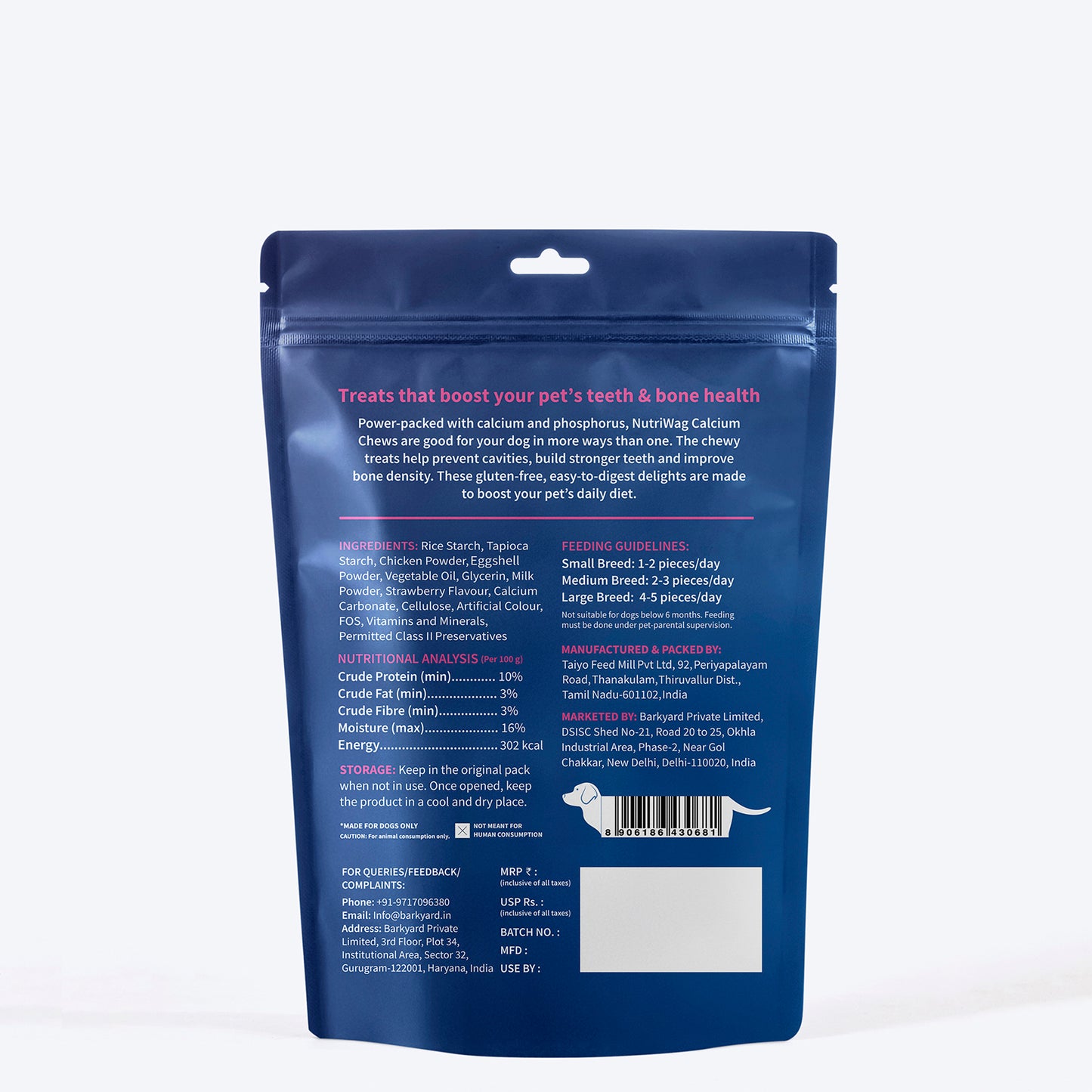 NutriWag Strawberry Calcium Chew Bones Treats For Dog