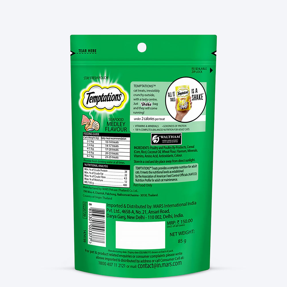 Temptations Cat Treat Seafood Medley Flavour - 85g - Heads Up For Tails