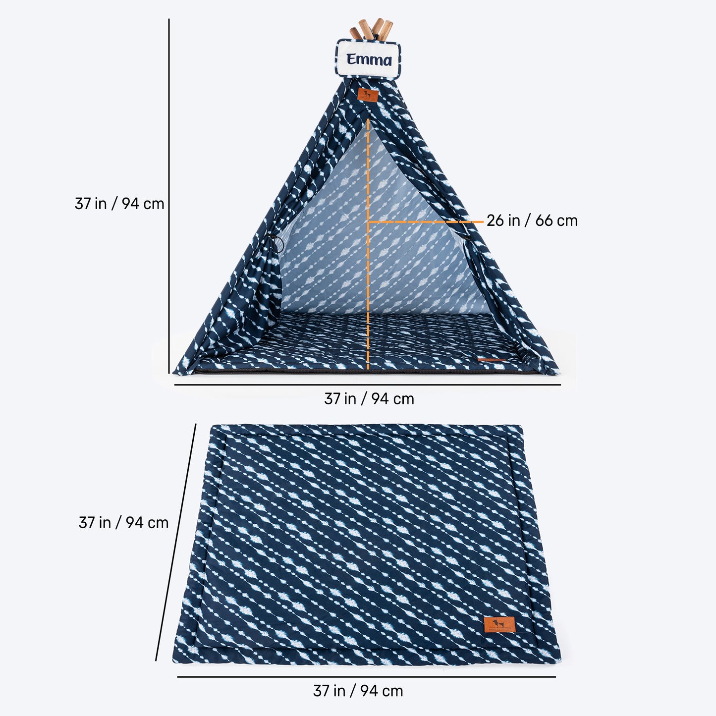 HUFT Personalised Cosy Canopy Teepee Tent For Dogs & Cats - Heads Up For Tails