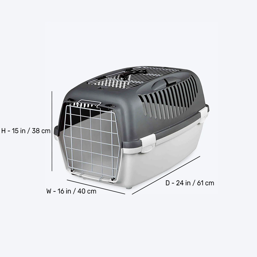Trixie Capri 3 Open Top Pets Carrier - Grey - 24 X 16 X 15 Inch - Holds up to 12 kg - Heads Up For Tails