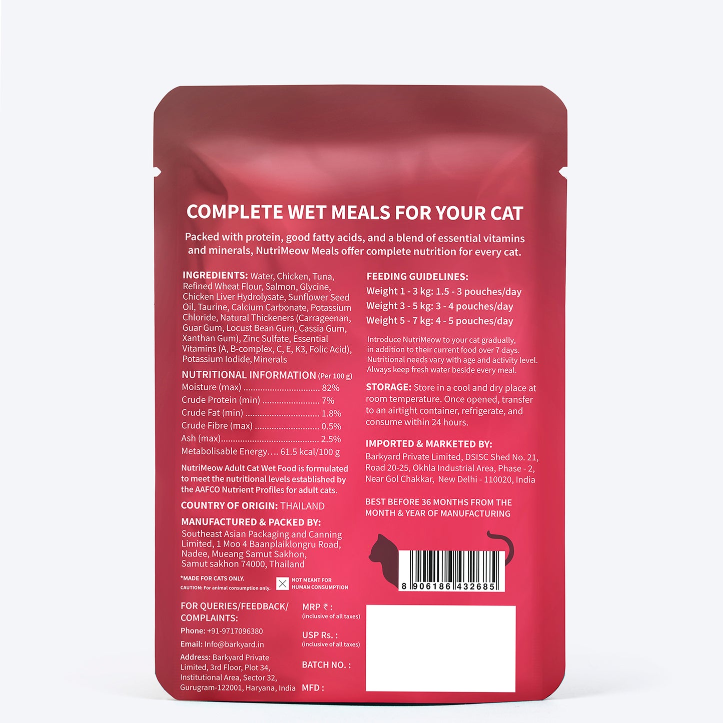 NutriMeow Tuna In Jelly Wet Food For Adult Cat - 80 gm - Heads Up For Tails