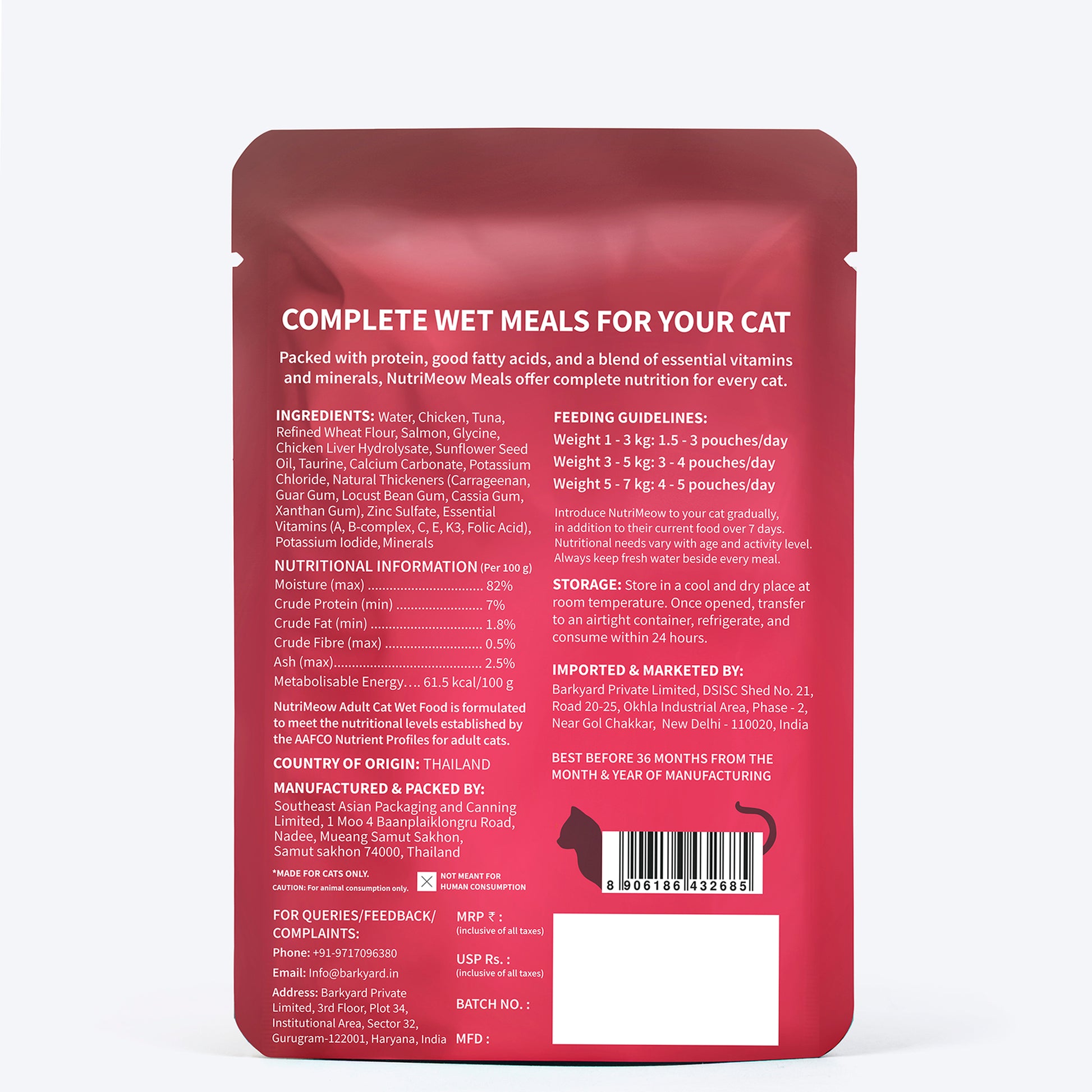 NutriMeow Tuna In Jelly Wet Food For Adult Cat - 80 gm - Heads Up For Tails