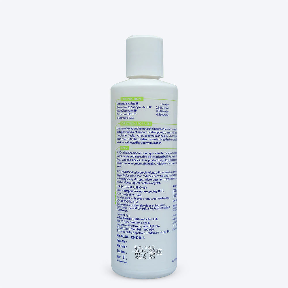 Virbac Sebolytic Medicated Shampoo for Dogs & Cats - 200 ml - Heads Up For Tails