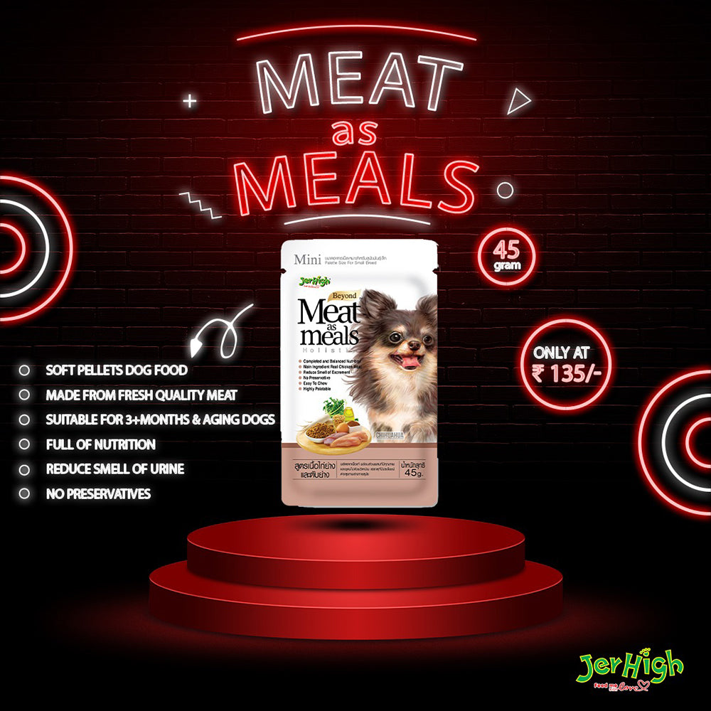 JerHigh Meat As Meals Grilled Chicken, Meat & Liver Dry Dog Food For Smaller Breed - 500 g - Heads Up For Tails