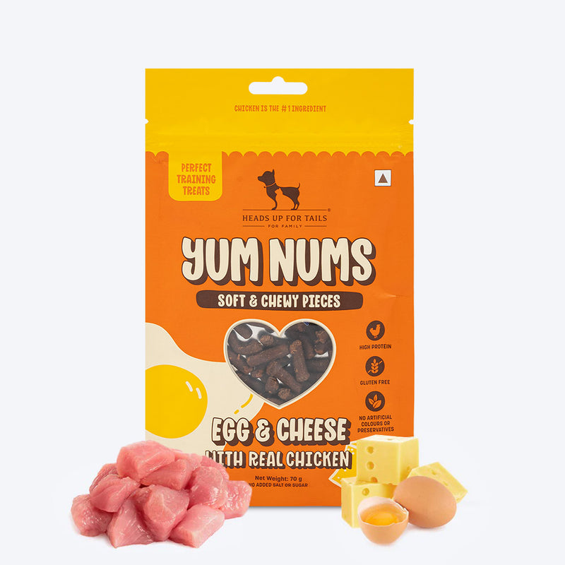 HUFT Yum Nums Soft & Chewy Sticks Egg & Cheese With Real Chicken Treat For Dogs - 75g - Heads Up For Tails