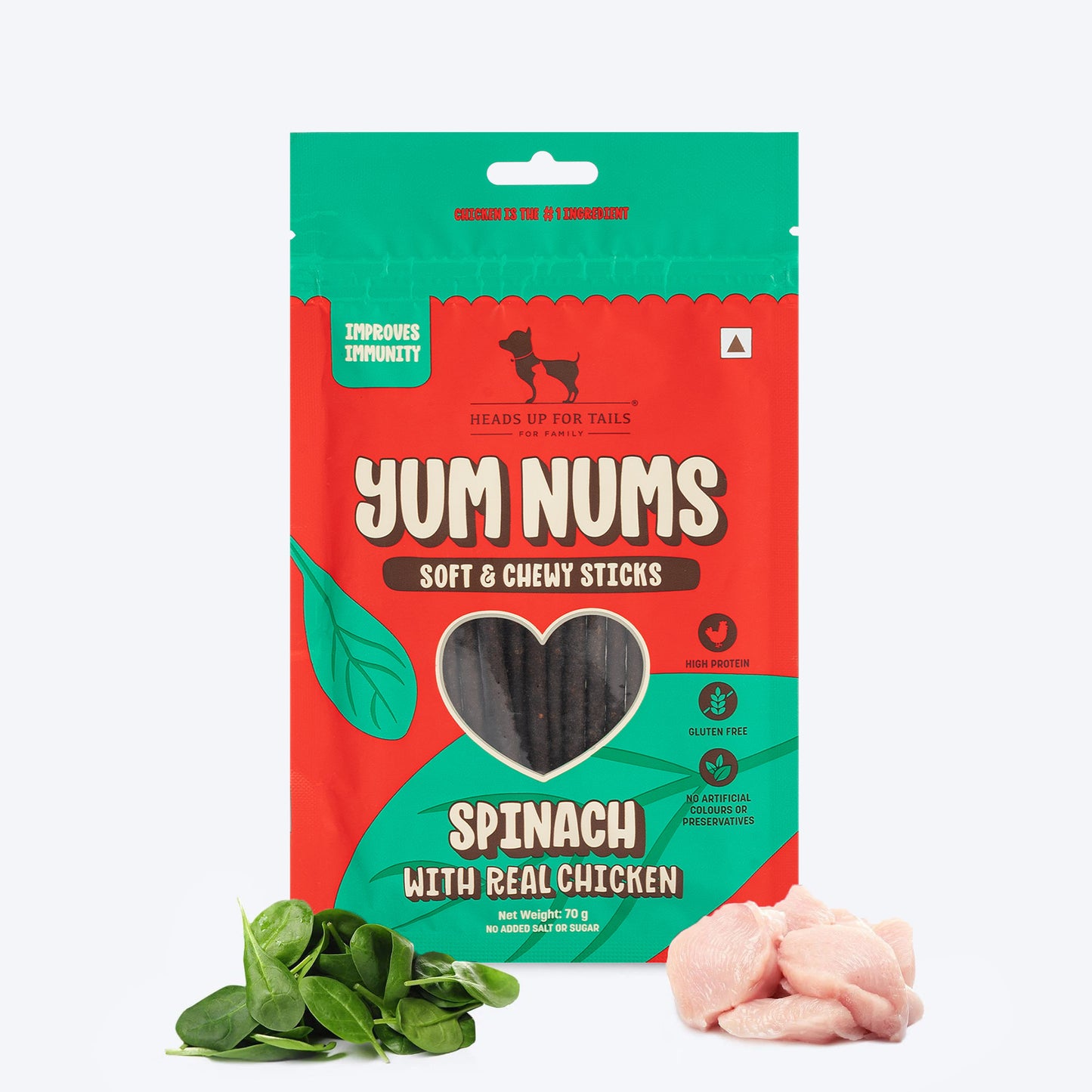HUFT Yum Nums All-In-One Treats : Chicken, Veggies & Fruity For Dogs - 600 Gm (Each 75 gm) - Heads Up For Tails