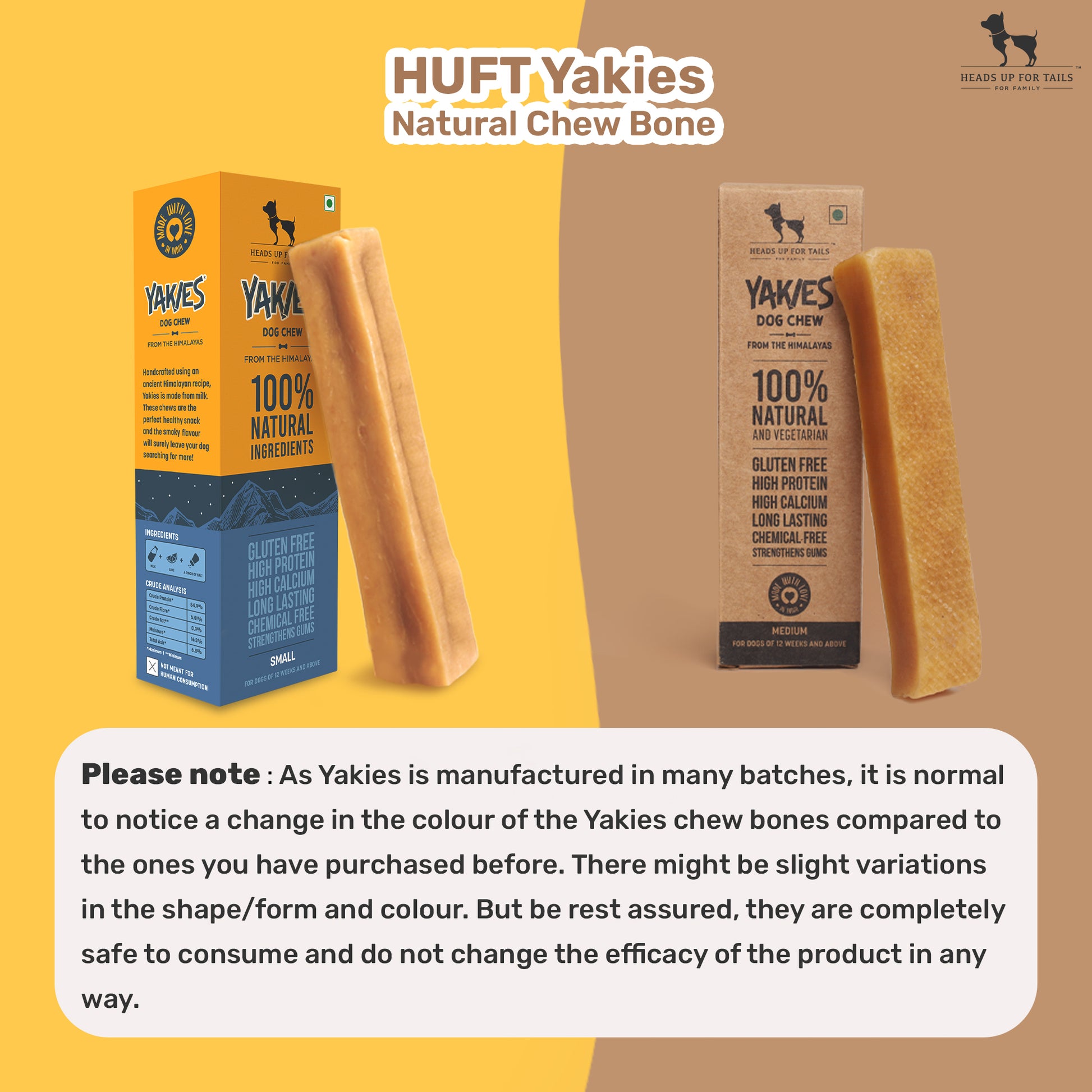 HUFT Yakies Vegetarian Natural Chew Bone - Old GS - Heads Up For Tails