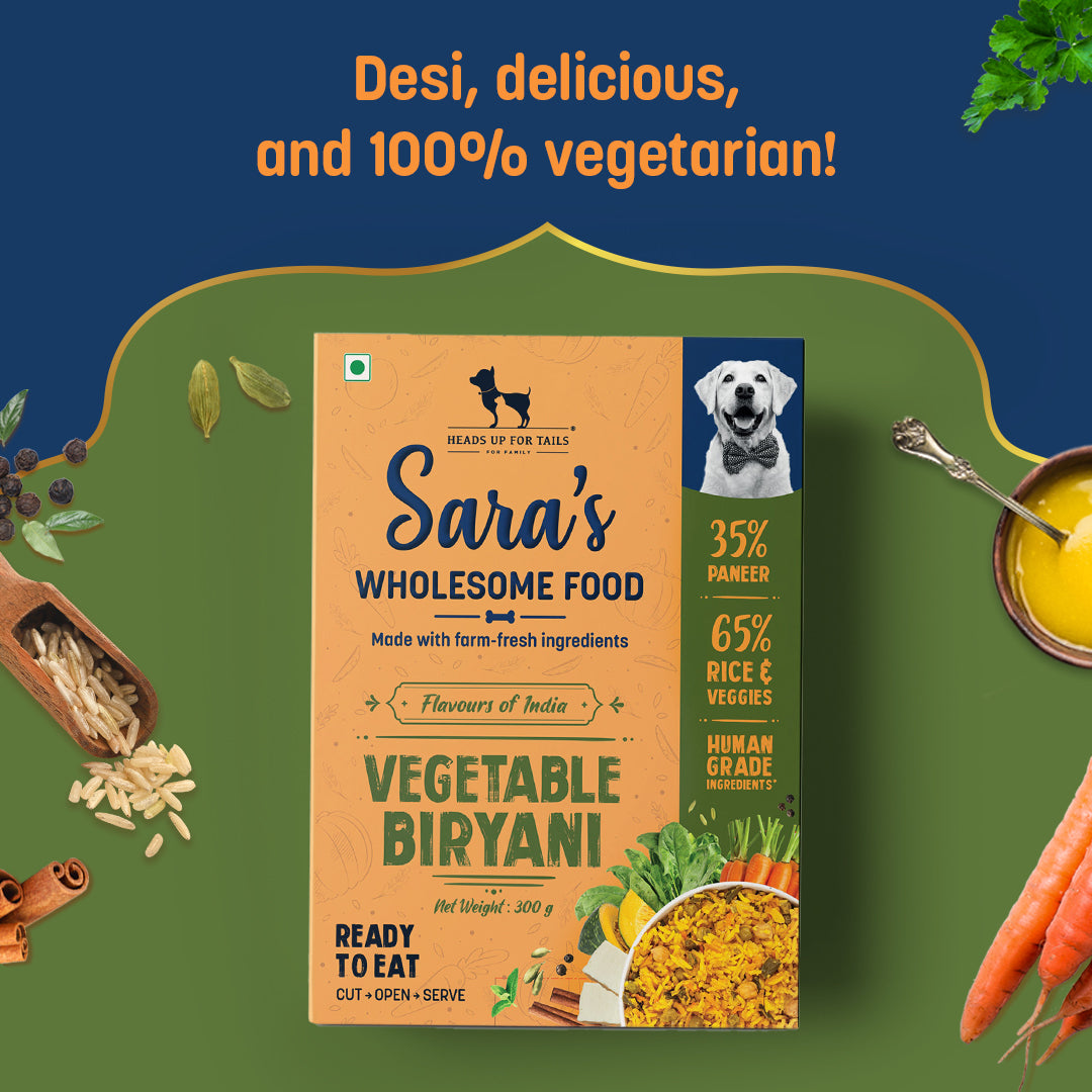 Sara's Wholesome Flavours Of India Vegetable Biryani Dog Wet Food - 300 gm - Heads Up For Tails