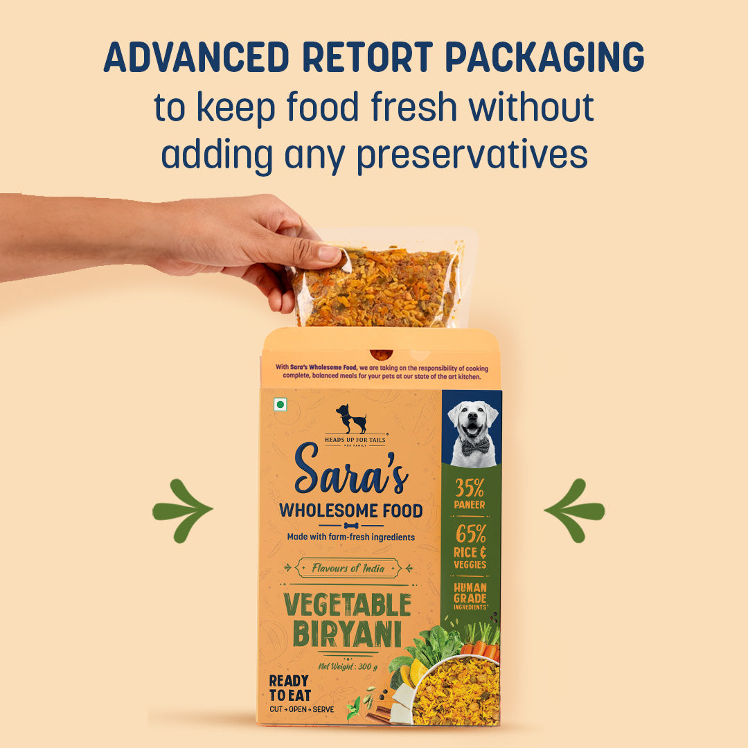 Sara's Wholesome Flavours Of India Vegetable Biryani Dog Wet Food - 300 gm - Heads Up For Tails
