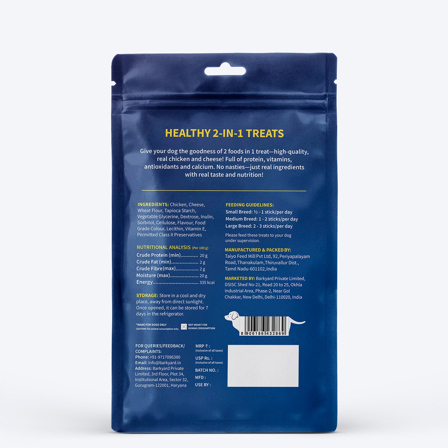 NutriWag Chicken & Cheese Duo Sticks Treats For Dog - 70 gm - Heads Up For Tails