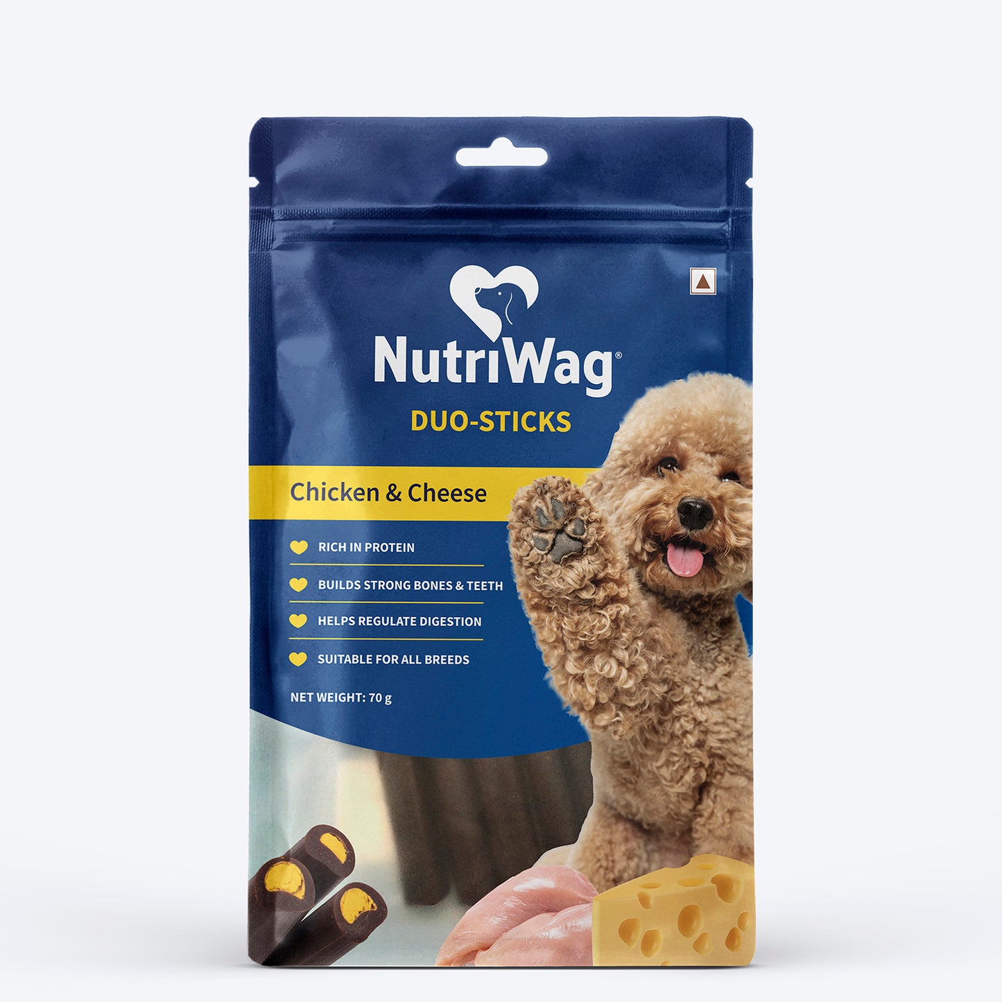 NutriWag Chicken & Cheese Duo Sticks Treats For Dog - 70 gm