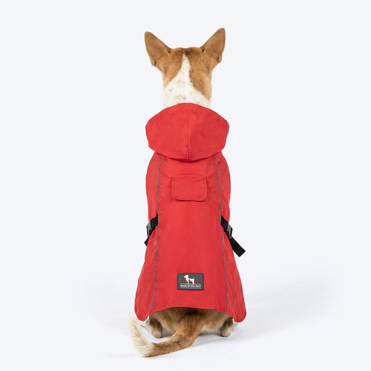 HUFT Monsoon Mate Easywear Raincoat For Dog - Red - Heads Up For Tails