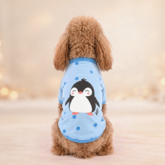 HUFT Peppy Penguin T-Shirt For Dog - Light Blue