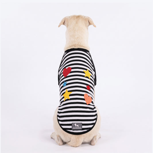 HUFT Twinkle Hearts T-Shirt For Dog - Black & White