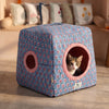 HUFT Jaipuri Phool Block-Printed Tent For Cat - Blue & Pink