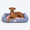 HUFT Jaipuri Phool Lounger Dog Bed - Blue & Pink