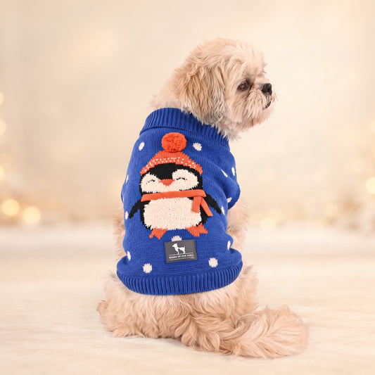 HUFT Peppy Penguin Sweater For Dog - Blue