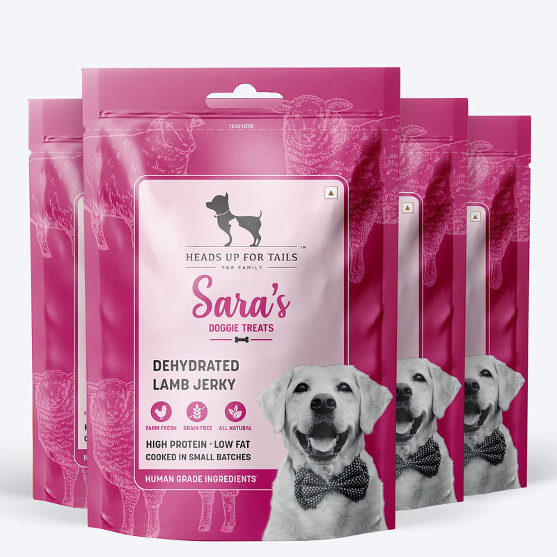 Sara's Doggie Treats Dehydrated Lamb Jerky for Dogs 70 g, Single-Ingredient Grain-Free, High-Protein - Heads Up For Tails