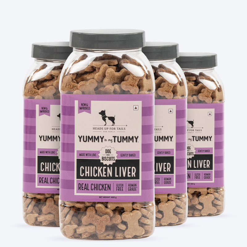 HUFT Yummy In My Tummy Chicken Liver Gluten-Free Dog Biscuits, 100% Human-Grade Ingredients (For All Breeds, Above 8 Weeks) - Heads Up For Tails
