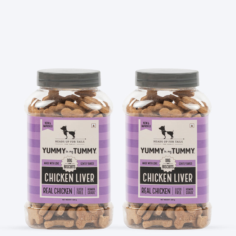 HUFT Yummy In My Tummy Chicken Liver Gluten-Free Dog Biscuits, 100% Human-Grade Ingredients (For All Breeds, Above 8 Weeks) - Heads Up For Tails