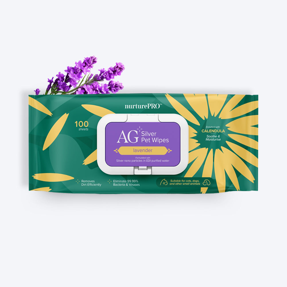NurturePRO AG Silver Wet Wipes For Dogs Cats Lavender Heads Up nurturepro-ag-silver-wet-wipes-for-dogs-cats-lavender-heads-up