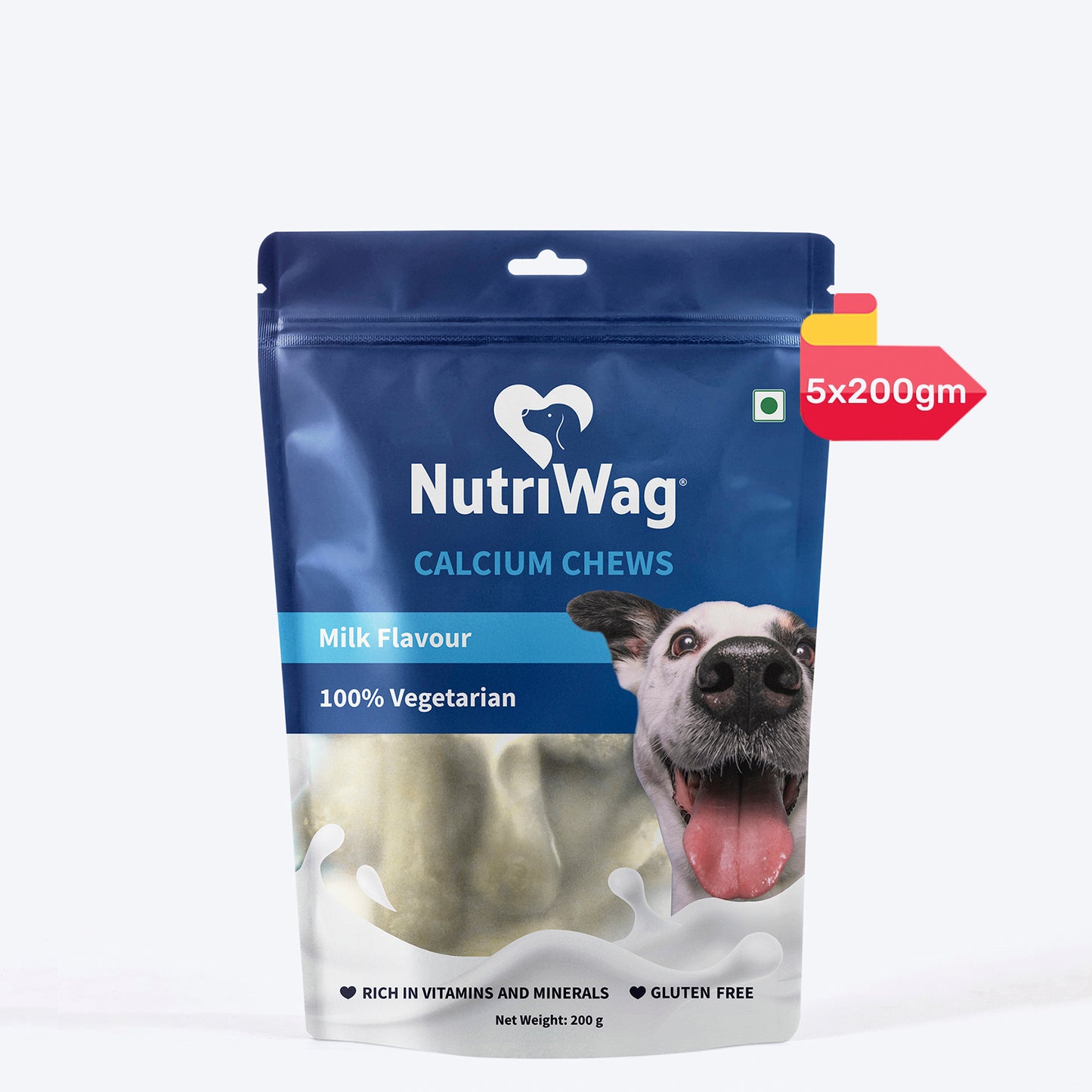 NutriWag Milk Calcium Chew Bones Treats For Dog - Heads Up For Tails
