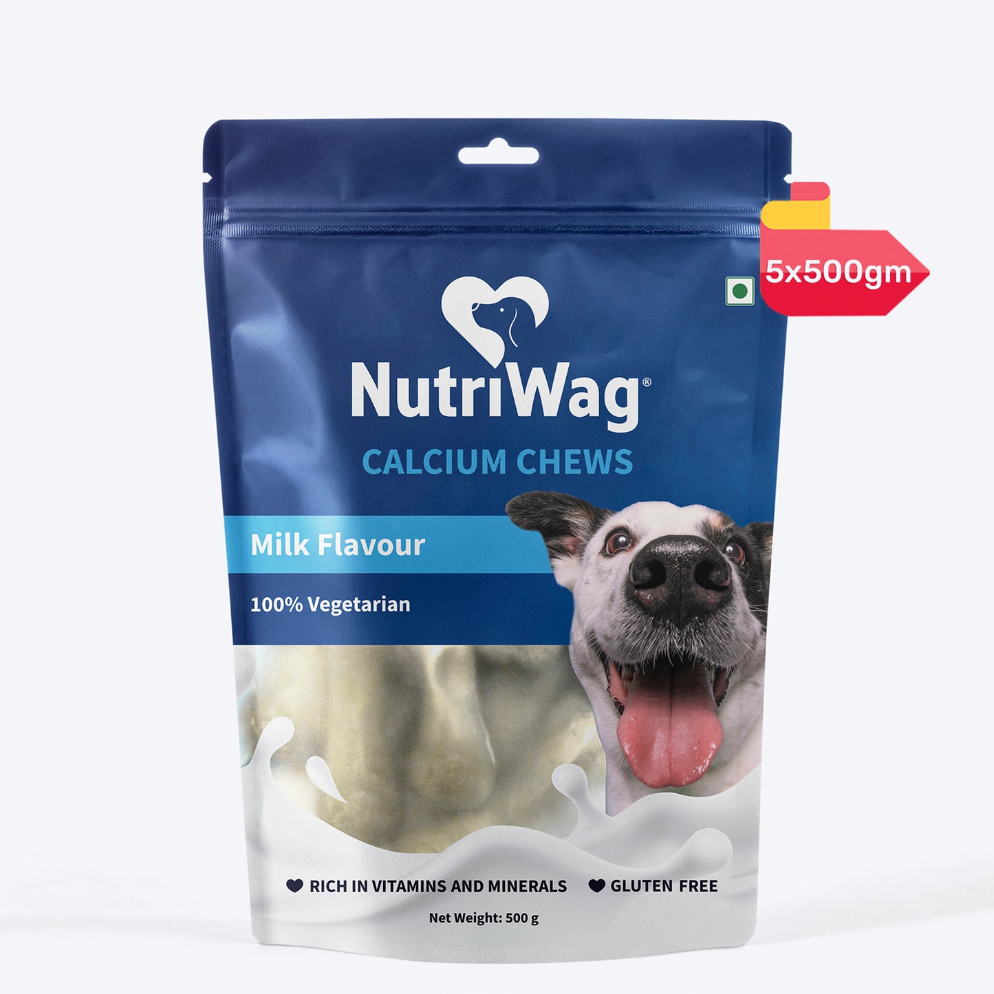 NutriWag Milk Calcium Chew Bones Treats For Dog - Heads Up For Tails