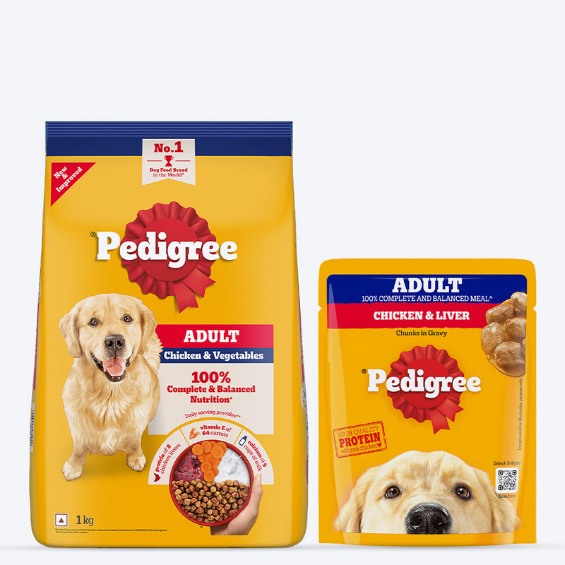 Pedigree Best Of Both Combo For Adult Dogs - Pack of 2 - Heads Up For Tails