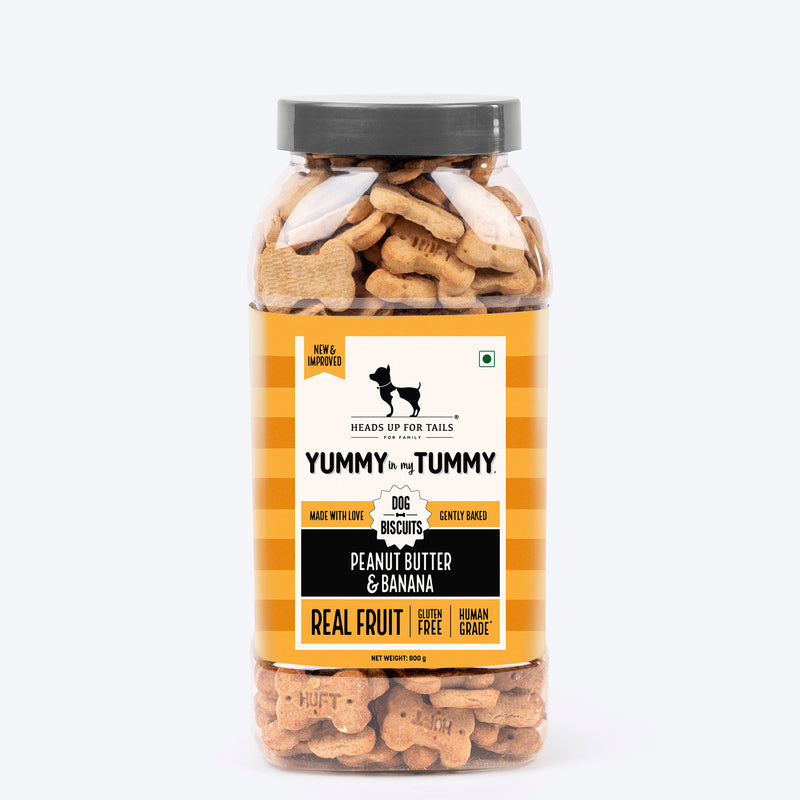 Heads Up for Tails Yummy in My Tummy Peanut Butter & Banana Dog Biscuits, 800g, gluten-free, gently baked