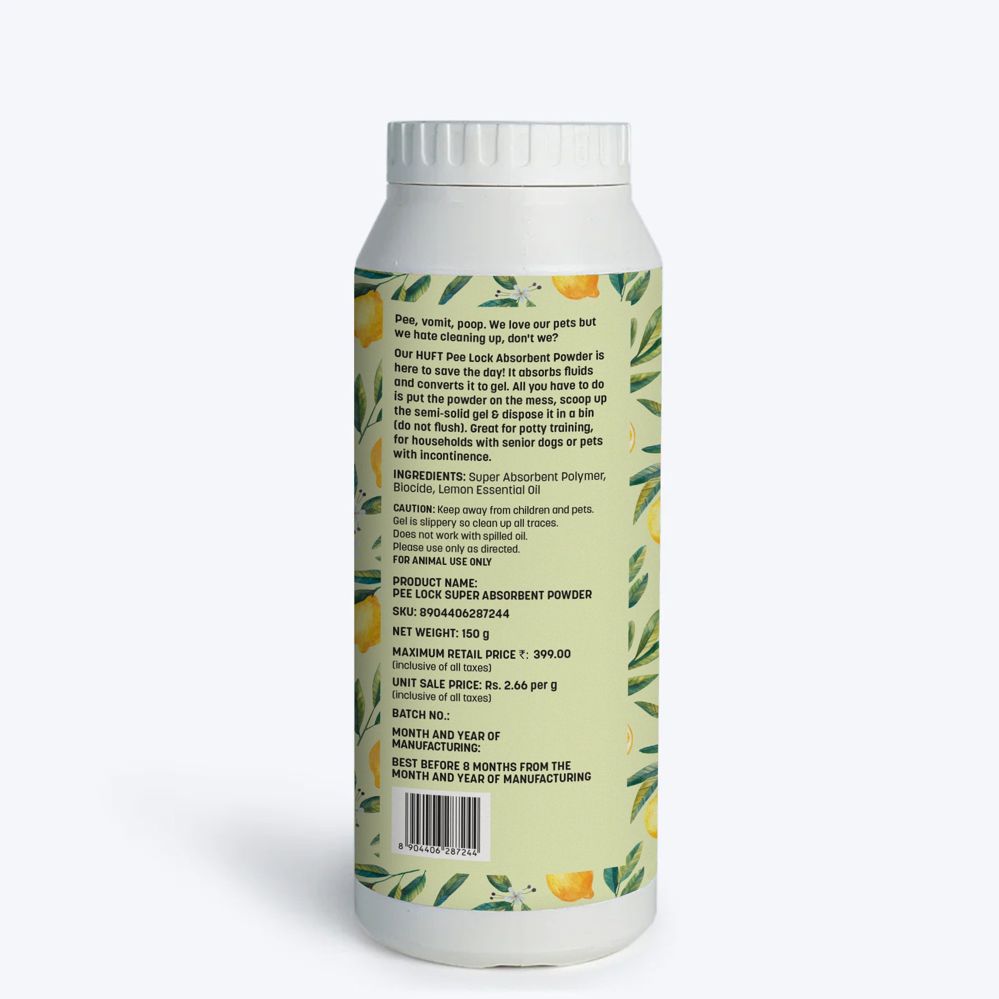 HUFT Pee Lock Super Absorbent Powder For Dogs & Cats - Heads Up For Tails