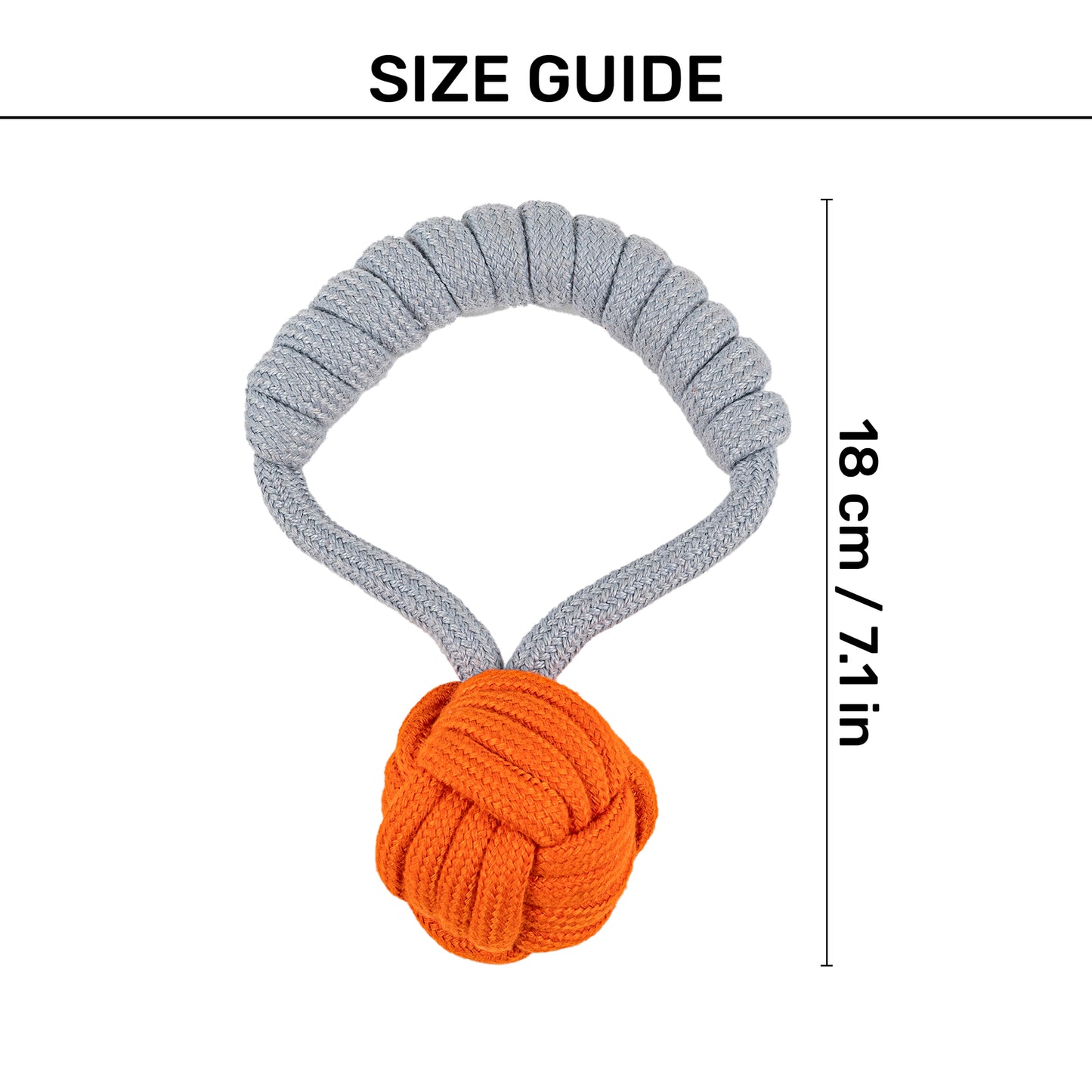 TLC Tug-A-Ball Rope Toy For Dog - Orange & Grey - Heads Up For Tails
