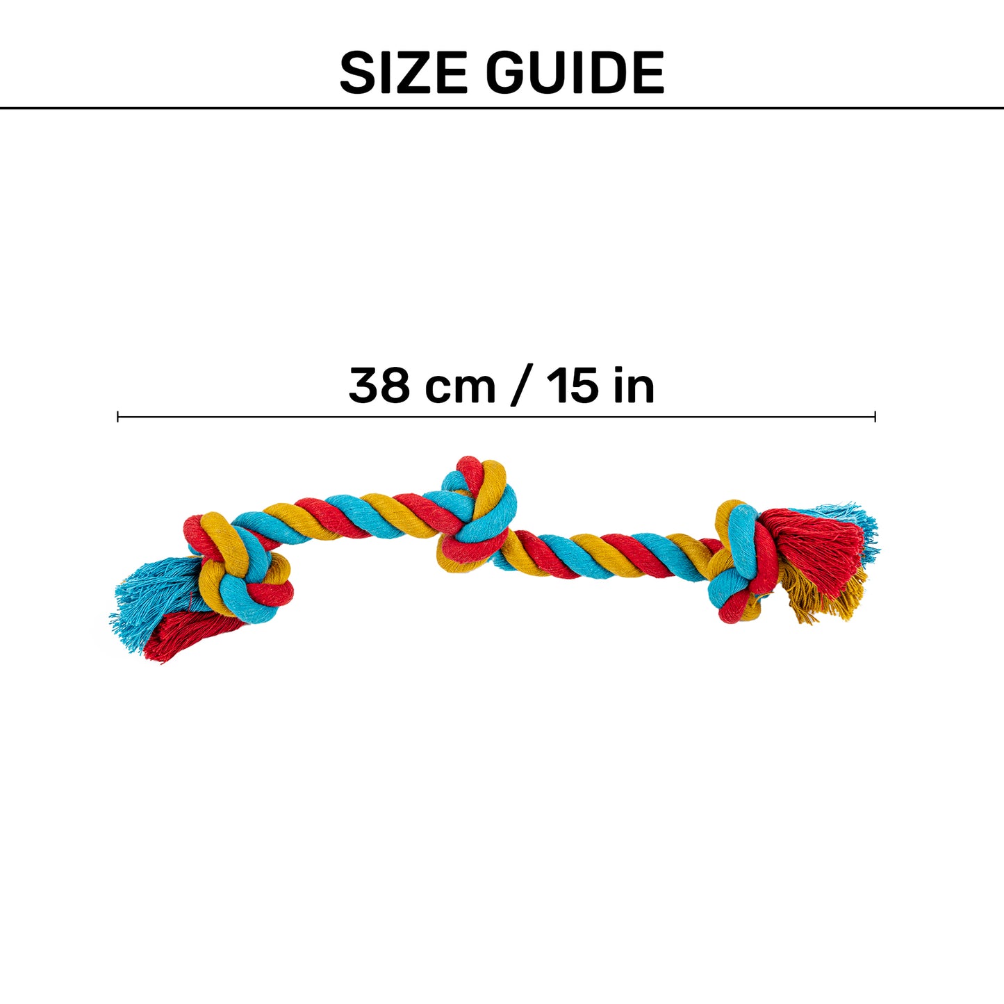 TLC 3 Knot Rope Toy For Dog - Multicolor - Heads Up For Tails
