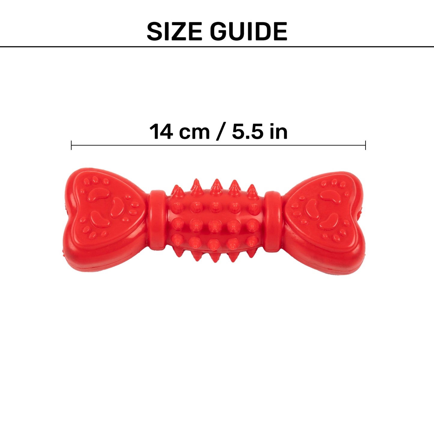TLC Spiky Bone Chew Toy For Dog - Red - Heads Up For Tails