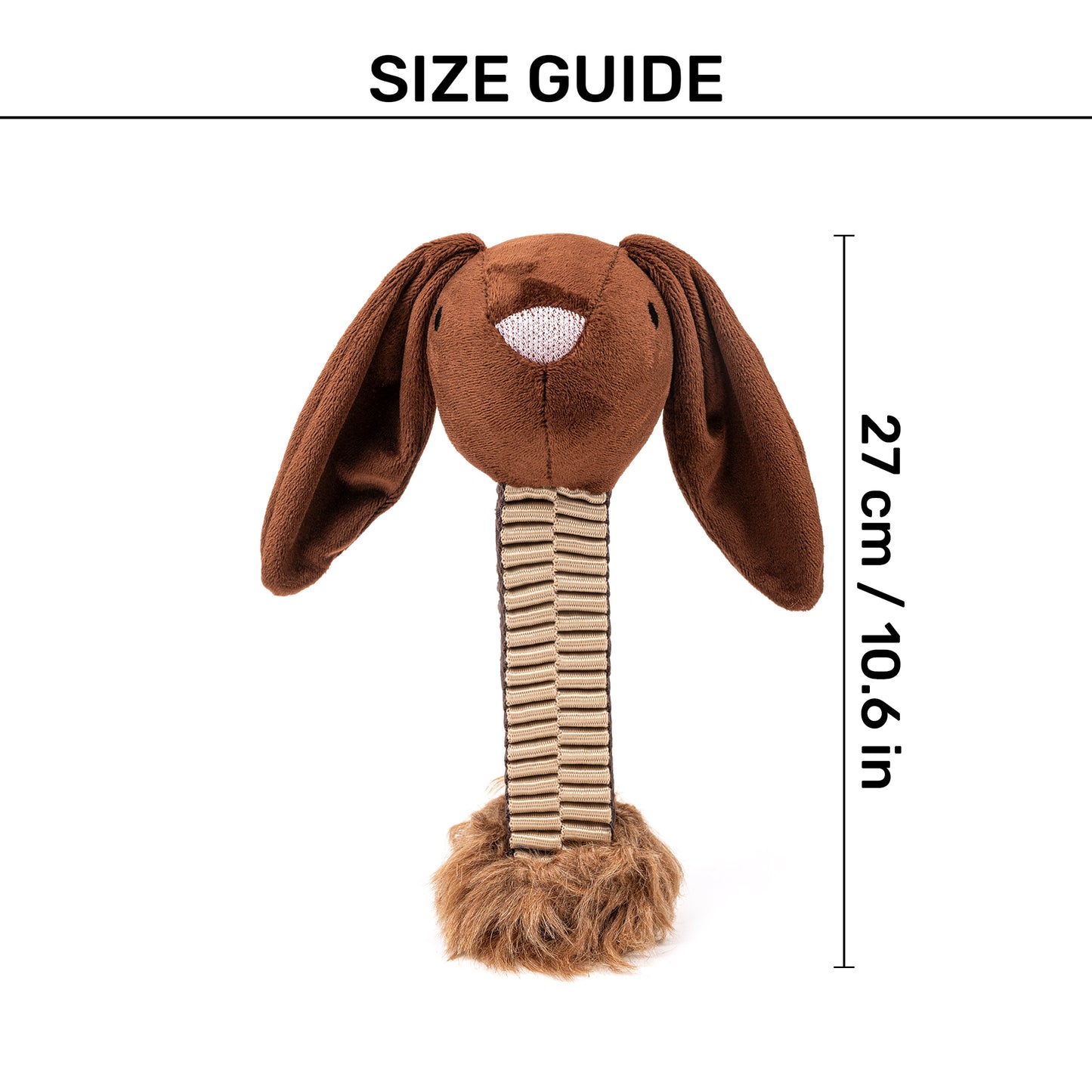 HUFT Tuggie Bunnie Plush Toy For Dog - Brown - Heads Up For Tails