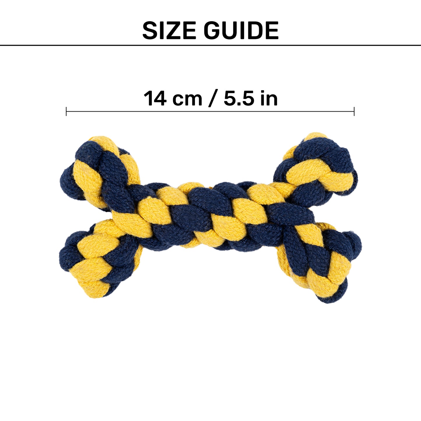 TLC Tug-A-Bone Rope Toy For Dog - Blue & Yellow - Heads Up For Tails