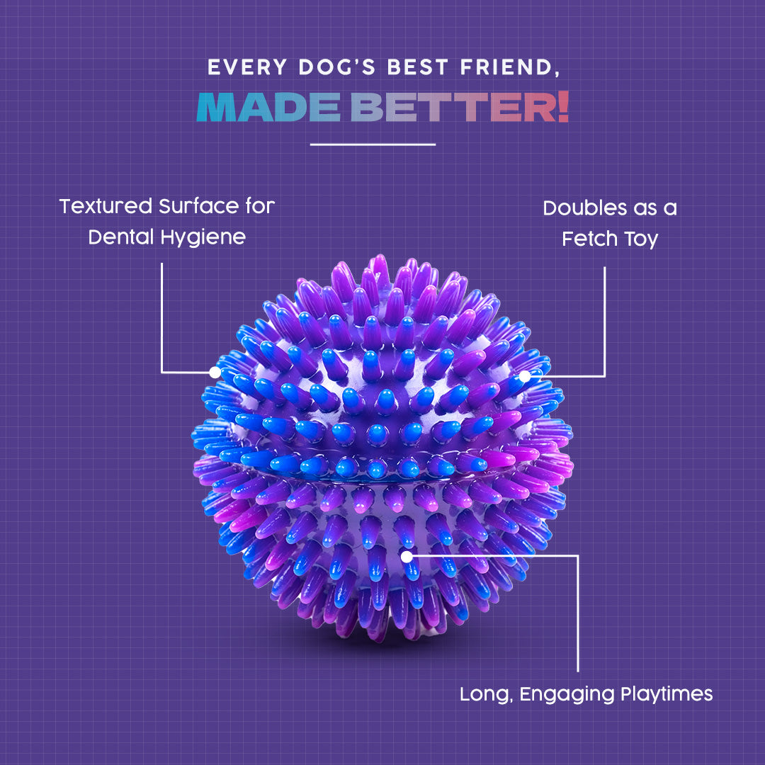 Dash Dog Spiky Ball Toy For Dog - Blue - Heads Up For Tails