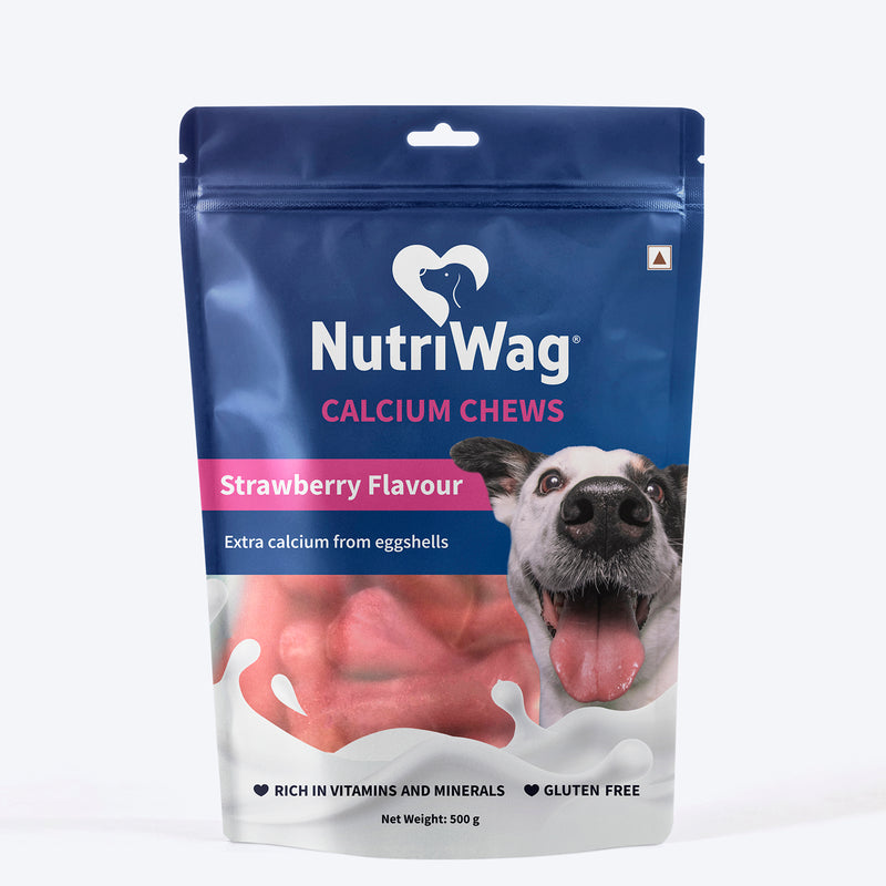 NutriWag Strawberry Calcium Chew Bones Treats For Dog - Heads Up For Tails