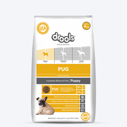 Drools Pug Puppy Premium Food For Dogs - 4 kg - Heads Up For Tails