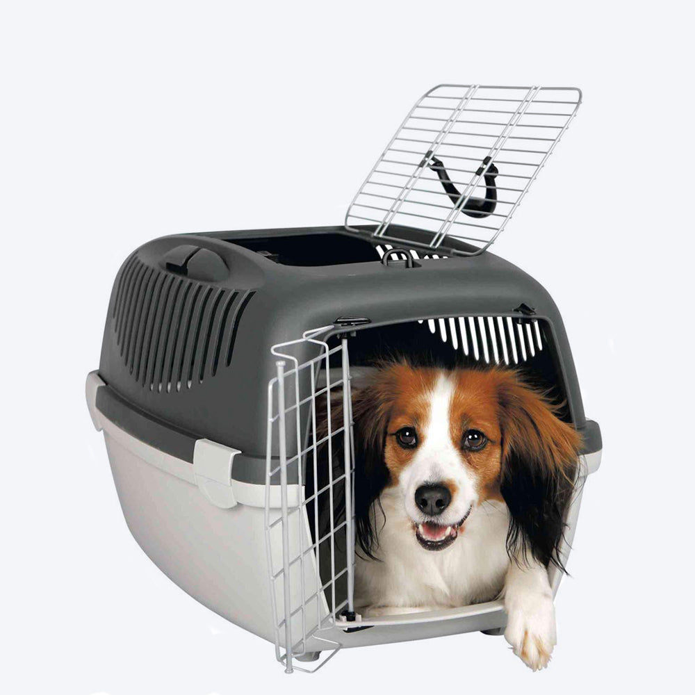 Trixie Capri 3 Open Top Pets Carrier - Grey - 24 X 16 X 15 Inch - Holds up to 12 kg - Heads Up For Tails