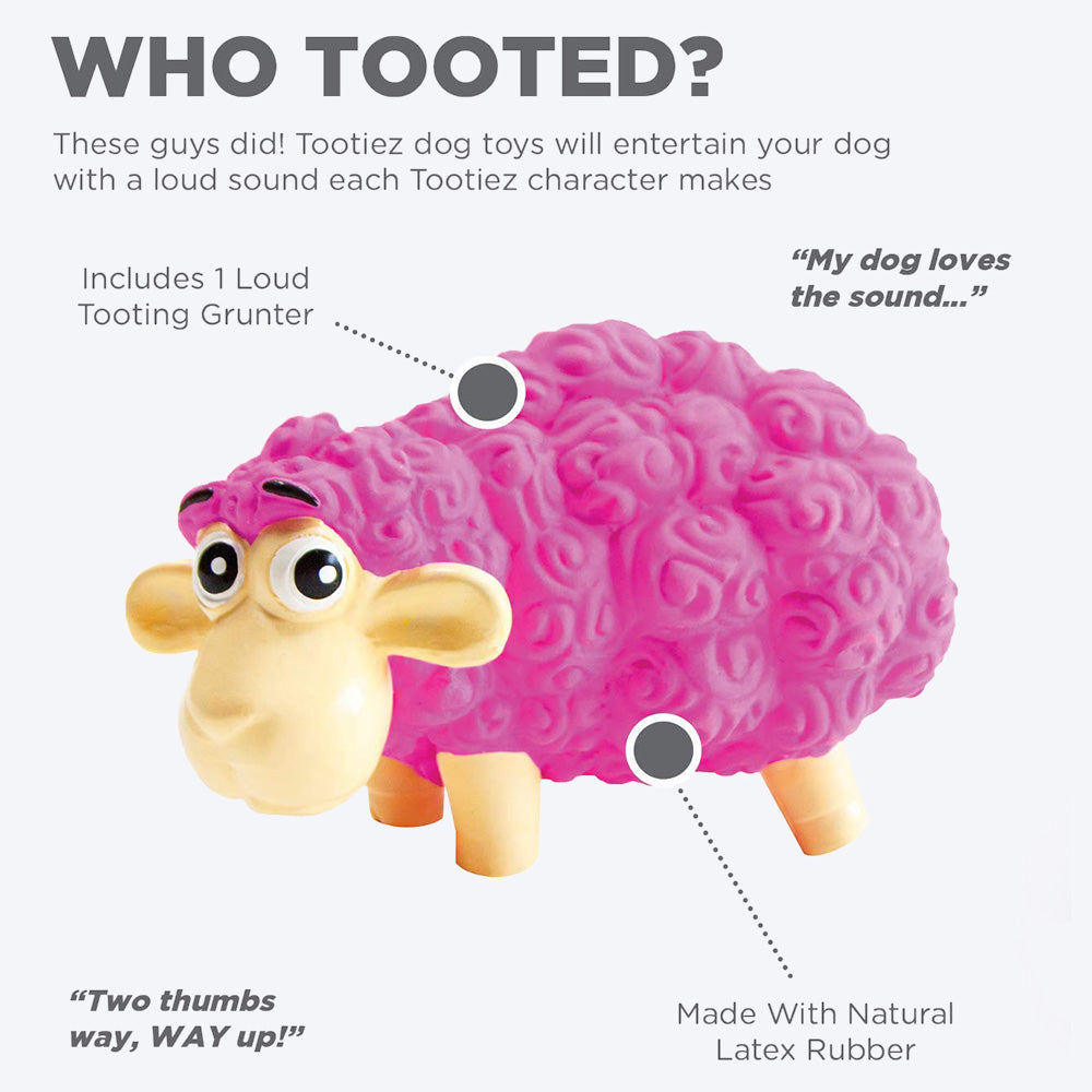 Outward Hound Tootiez Sheep Slide Latex Interactive Dog Toy - Pink - Heads Up For Tails