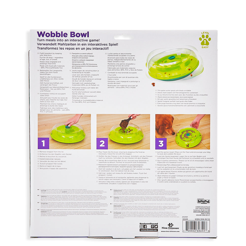 Outward Hound Wobble Bowl Interactive Slide Treat Puzzle Dog Toy - Multi - Heads Up For Tails