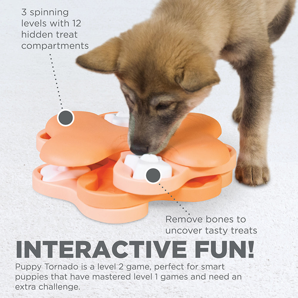 Outward Hound Puppy Tornado Interactive Treat Puzzle Dog Toy - Pink - Heads Up For Tails