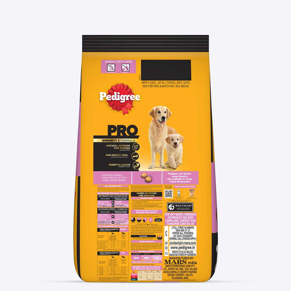 Pedigree PRO Expert Nutrition Lactating/Pregnant Mother & Puppy Starter (3-12 Weeks) Large Breed Dog Dry Food - Heads Up For Tails