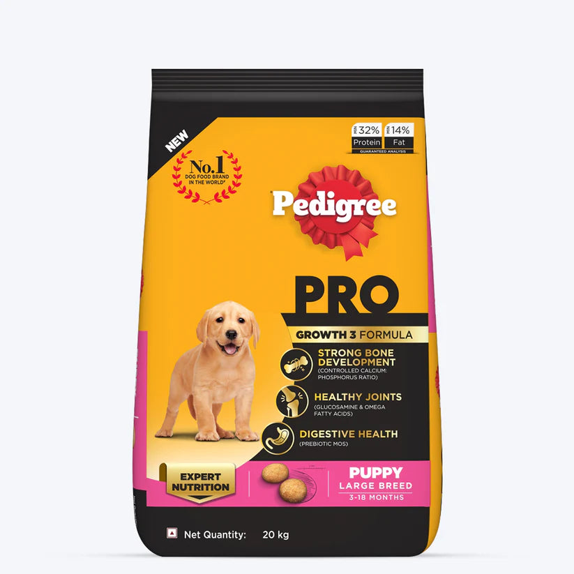 Pedigree PRO Expert Nutrition Dry Dog Food For Large Breed Puppy (3-18 Months) - Heads Up For Tails