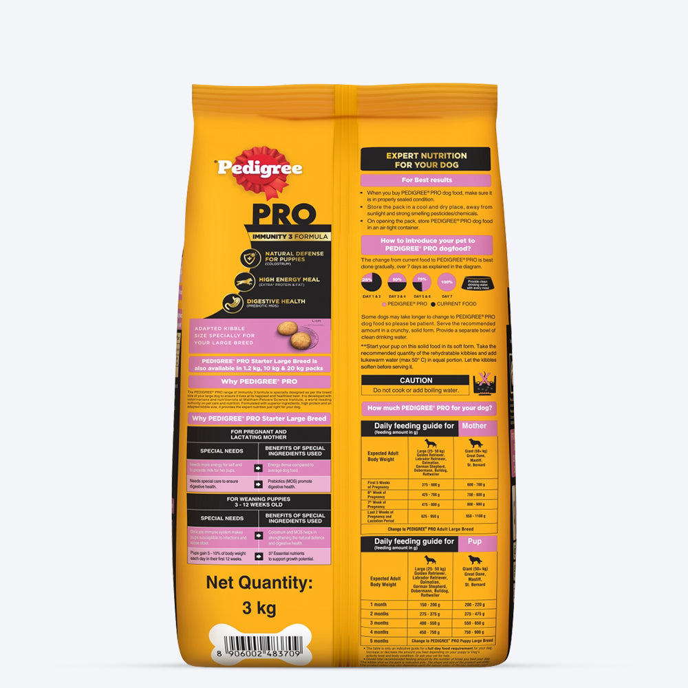 Pedigree PRO Expert Nutrition Lactating/Pregnant Mother & Puppy Starter (3-12 Weeks) Large Breed Dog Dry Food - Heads Up For Tails