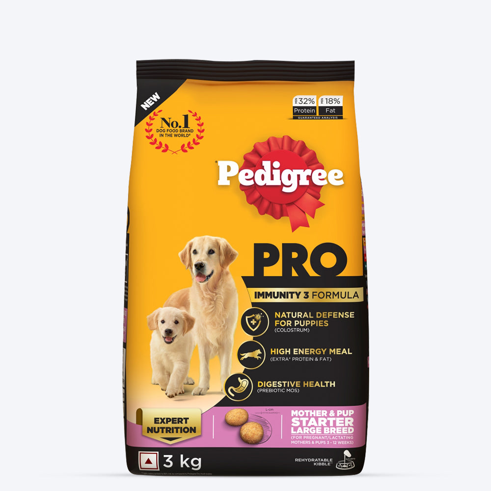 Pedigree PRO Expert Nutrition Lactating/Pregnant Mother & Puppy Starter (3-12 Weeks) Large Breed Dog Dry Food - Heads Up For Tails