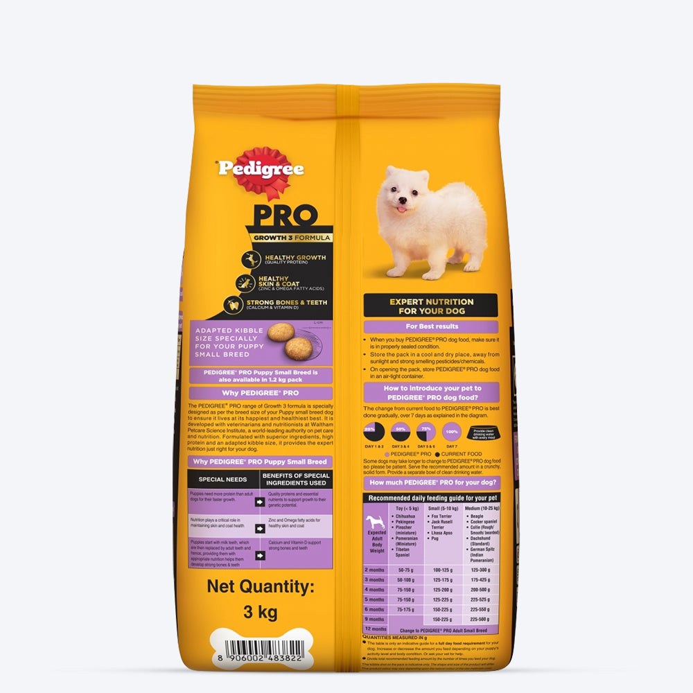 Pedigree PRO Expert Nutrition Small Breed (2-9 Months) Dry Puppy Food - Heads Up For Tails
