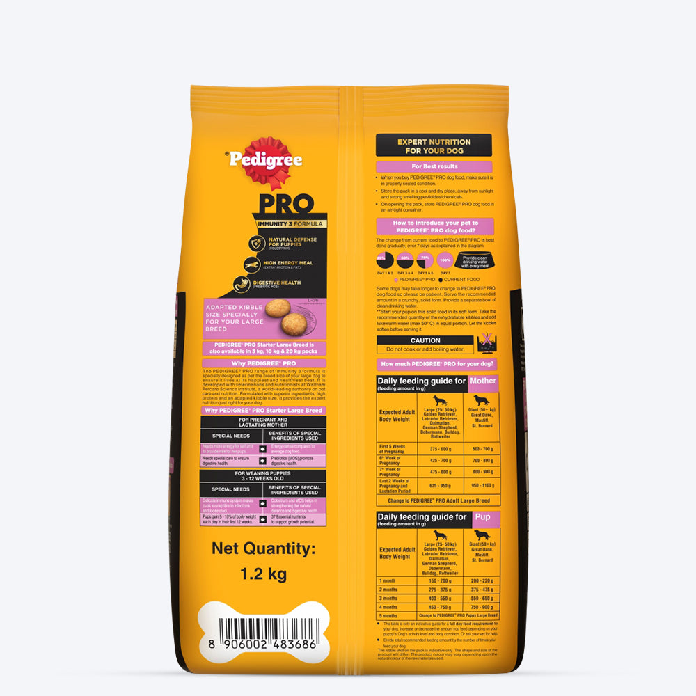 Pedigree PRO Expert Nutrition Lactating/Pregnant Mother & Puppy Starter (3-12 Weeks) Large Breed Dog Dry Food - Heads Up For Tails