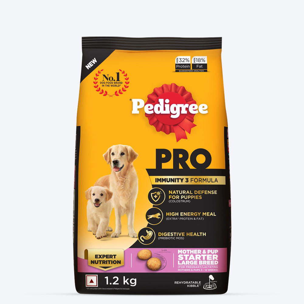 Pedigree PRO Expert Nutrition Lactating/Pregnant Mother & Puppy Starter (3-12 Weeks) Large Breed Dog Dry Food - Heads Up For Tails