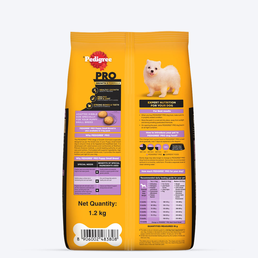 Pedigree PRO Expert Nutrition Small Breed (2-9 Months) Dry Puppy Food - Heads Up For Tails